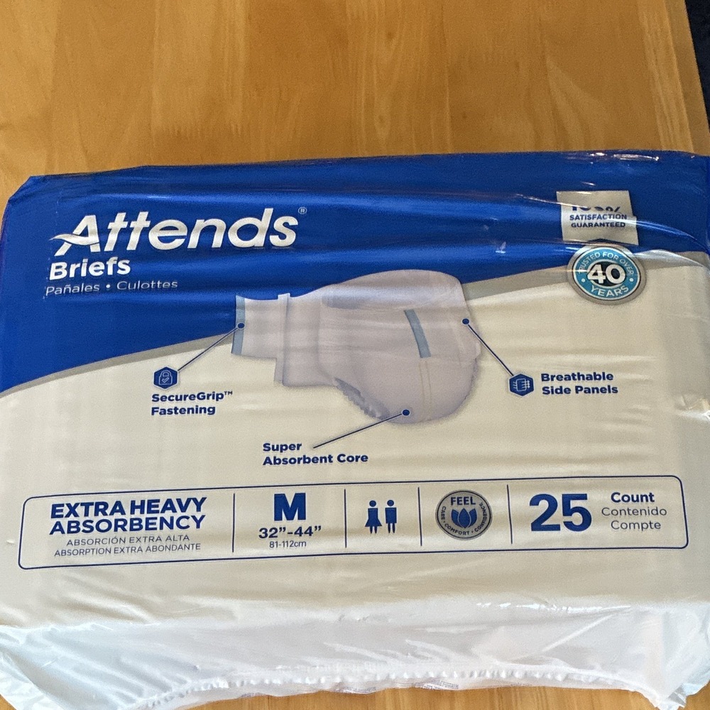 Attends Incontinence Briefs Extra Heavy Absorbency M 32-44 in 25ct DDP20100
